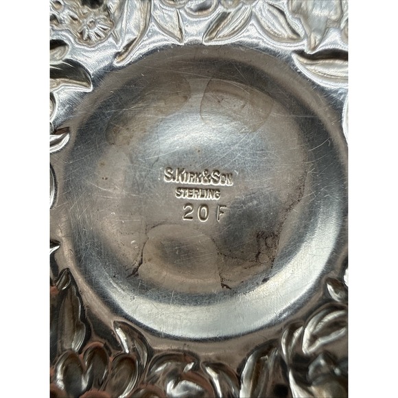 Vintage S Kirk & Son Repousse #20F Cut Glass Jam Jar Sterling Silver - Picture 5 of 7